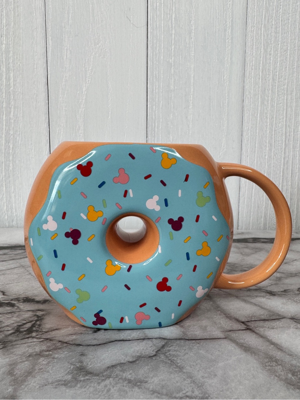 Disney Mickey Mouse Donut-Shaped Ceramic Mug with Blue Sprinkle Design